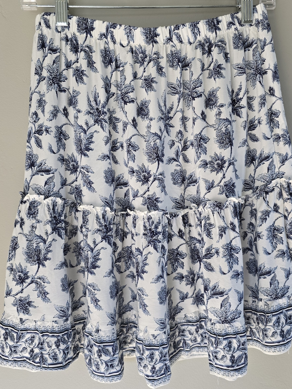 Max Studio White Mini Skirt with Blue Floral Print